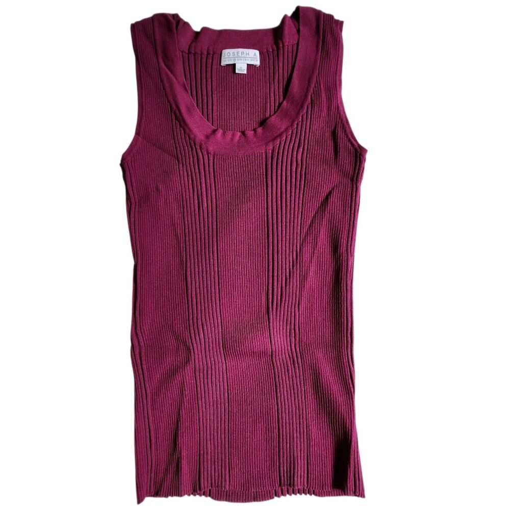 JOSEPH A. Purple Ribbed Knit Scoop Neck Tank Top Sz S